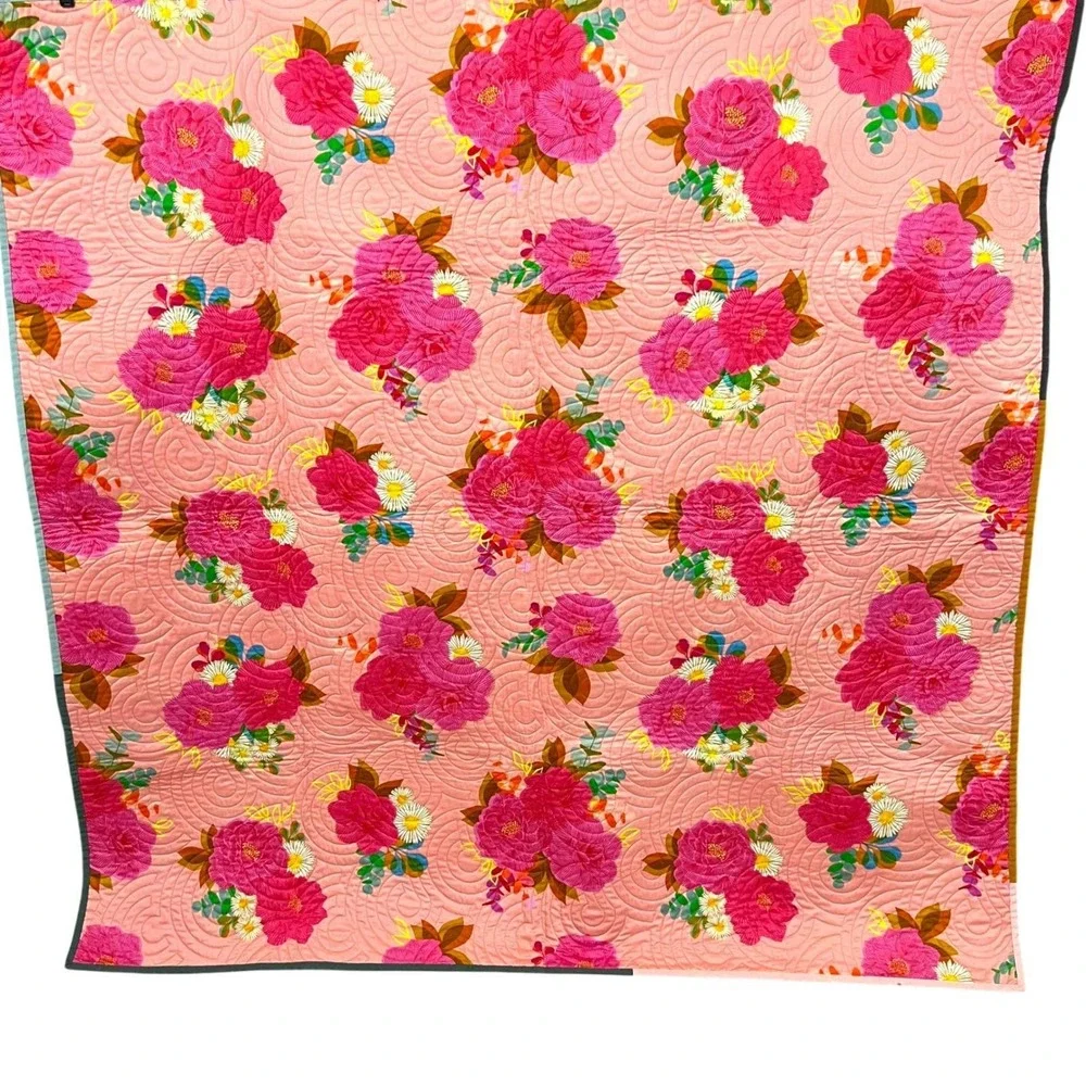 Handmade Patchwork Quilt 66x60 Modern‎ Floral Reversible Throw